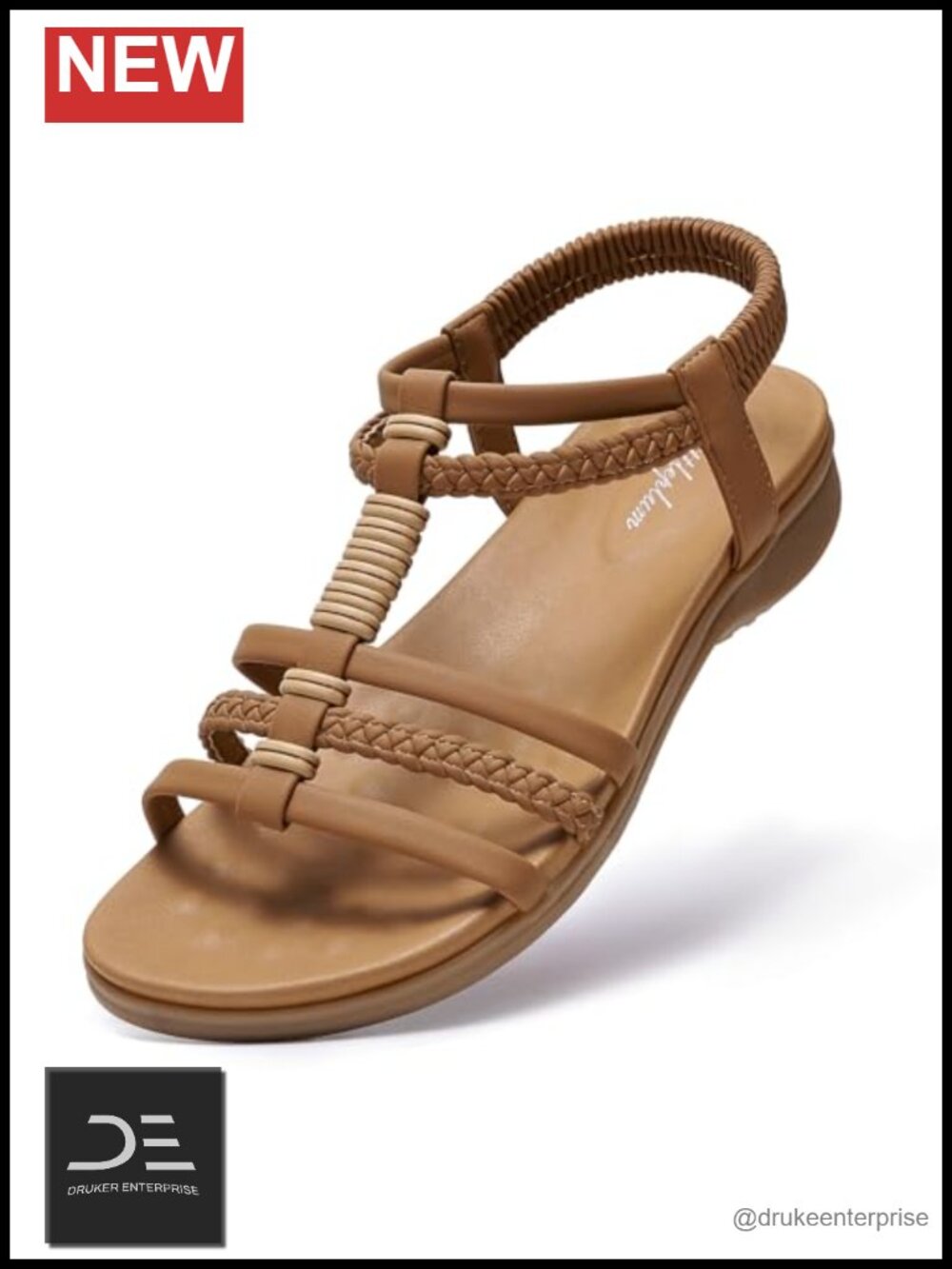 Handmade Braided Gladiator Sandals Arch Support Elastic Ankle Strap TPR Outsole